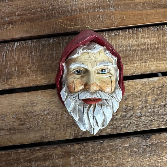 Other - Vintage Hand Carved‎ And Painted Resin Santa Father Christmas Tree Ornament